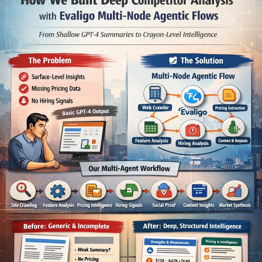 Multi-node agentic flow architecture for deep competitor analysis